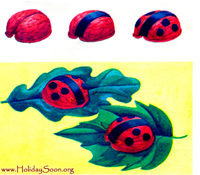 «Божья коровка» из ореховой скорлупы www.HolidaySoon.org